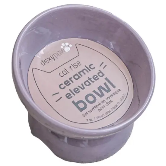 Dexypaws: Elevated Ceramic Cat Bowl, Lilac Ash, 7oz, Pet Feeding Dish image {6}