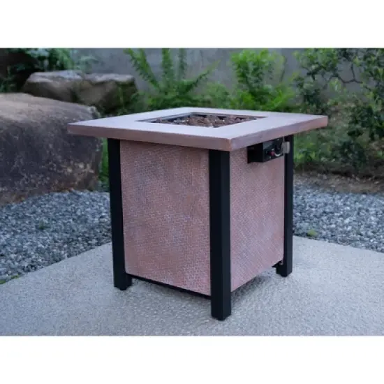 25" H Outdoor Patio Propane Gas Fire Pit Table - 50,000 BTU High-temperature-resistant carving process for of rattan weaving grain image {5}