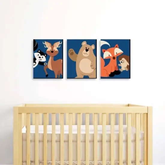 Big Dot of Happiness Stay Wild - Forest Animals - Boy Woodland Nursery Wall Art and Kids Room Decor - Gift Ideas - 7.5 x 10 inches - Set of 3 Prints image {1}