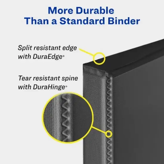 Avery Durable Clear View 3 Ring Binders, 1.5 Inch Slant Rings, 2-Pack of Black Binders (19300) image {1}