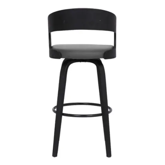 30" Shelly Contemporary Barstool Black/Gray - Armen Living image {4}