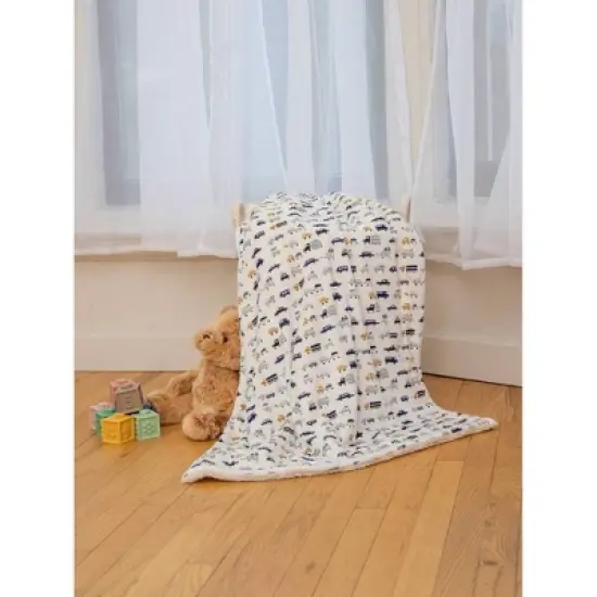 Lila and Jack Mink/Sherpa Blanket with Transportation Design image {1}