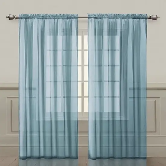 GoodGram 2 Piece Rod Pocket Elegant Sheer Voile Curtain Panels image {9}