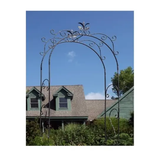 Achla Designs 113" Elegant Handcrafted Tuileries Iron Garden Arbor Graphite Powder Coated Finish image {3}