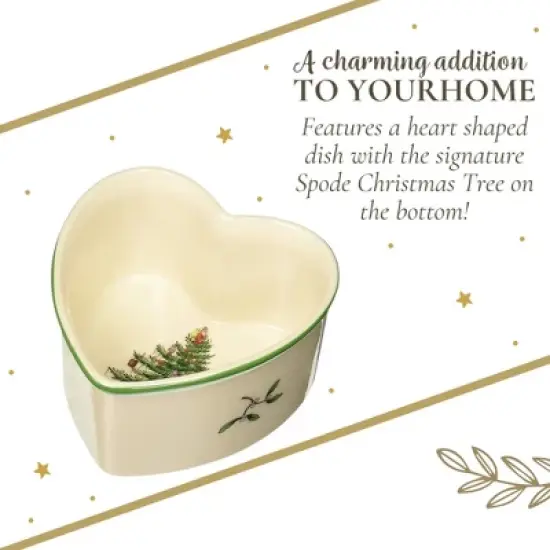 Spode Christmas Tree 3.5" Heart Ramekins Set of 2 - Oven Safe Porcelain Ramekin Dishes for Souffl&eacute;, Cr&egrave;me Br&ucirc;l&eacute;e, Custard- Microwave & Dishwasher Safe image {5}