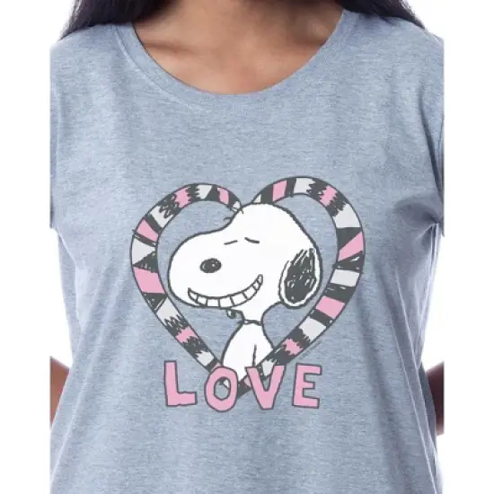 Peanuts Womens' Snoopy Love Valentine's Day Nightgown Sleep Pajama Shirt Grey image {1}