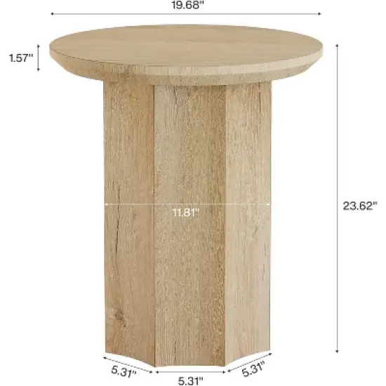 Tribesigns Round End Table, Wooden Side Table with Octagonal Base, Modern Nightstand for Living Room, Bedroom, Easy Assembly image {2}