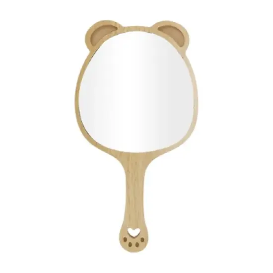 Unique Bargains Lady Extra Large Cartoon Ears Hand Mirror Wood Color 1 Pc image {3}