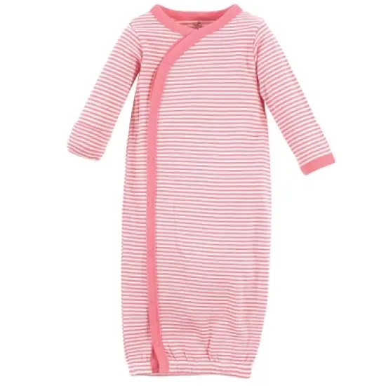 Touched by Nature Baby Girl Organic Cotton Side-Closure Snap Long-Sleeve Gowns 3pk, Coral Garden image {1}