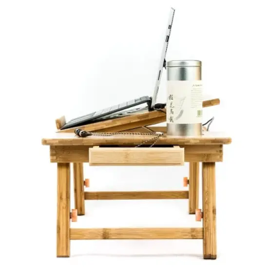 Aleratec 15in Natural Bamboo Multi-Functional Laptop Stand image {2}