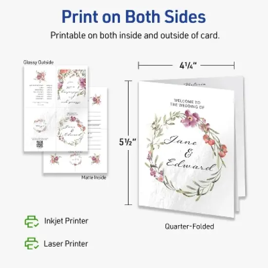Avery Printable Greeting Cards, 4.25" x 5.5", Glossy White, 50ct image {5}