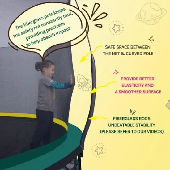 UNISOAR Springless Trampoline - Recreational Trampolines with AntiRust Coating No-Gap Design Zip System, Bungee Cords Outdoor Trampoline for Kids image {4}