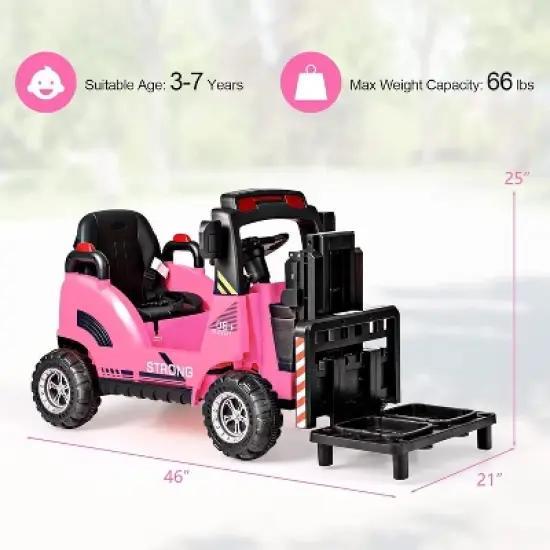 Costway Ride on Forklift 12V Kids Electric Vehicle Construction Truck with Remote Control 2 Speeds Music USB MP3 Lights image {5}