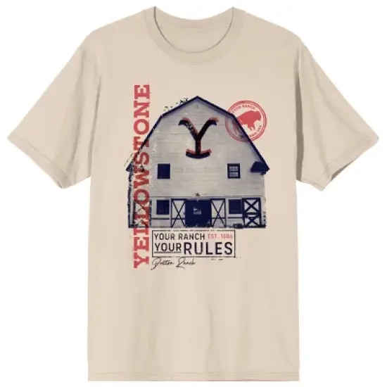Yellowstone Your Ranch Your Rules Crew Neck Short Sleeve Women's Natural T-shirt image {3}