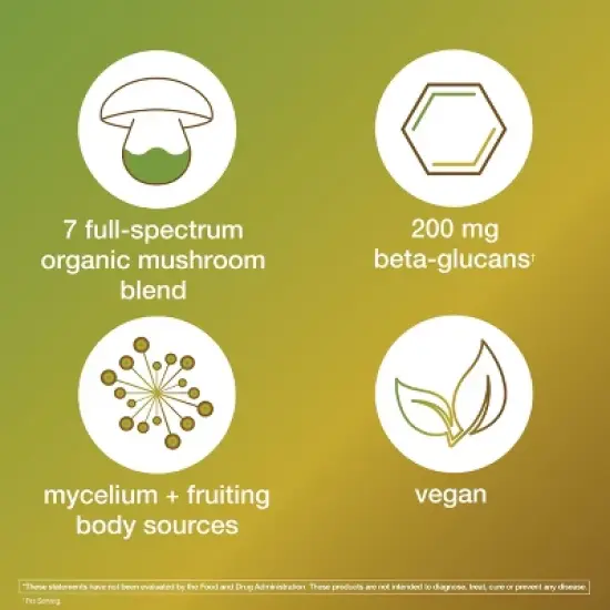 Youtheory Mushroom Immune Complex - Organic Mushroom Blend with Chaga, Cordyceps, Lion's Mane, Maitake & More - 60 Vegetarian Capsules image {4}