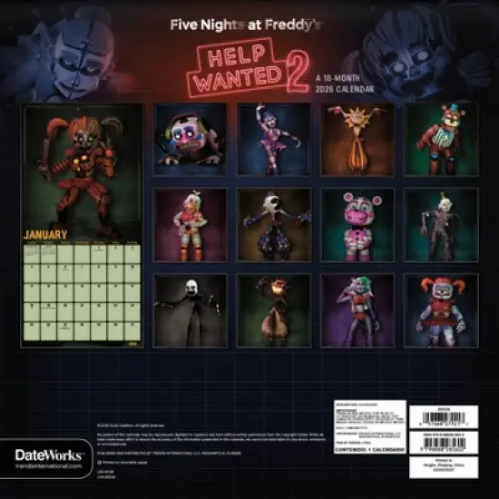 Trends International 2026 Five Nights at Freddys 12"x12" Wall Calendar image {3}