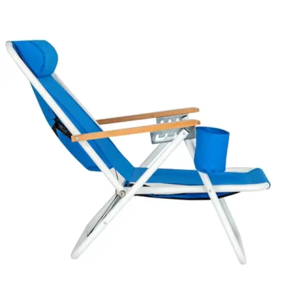 DOMETOUR Portable High Strength Beach Chair with Adjustable Headrest Blue image {6}