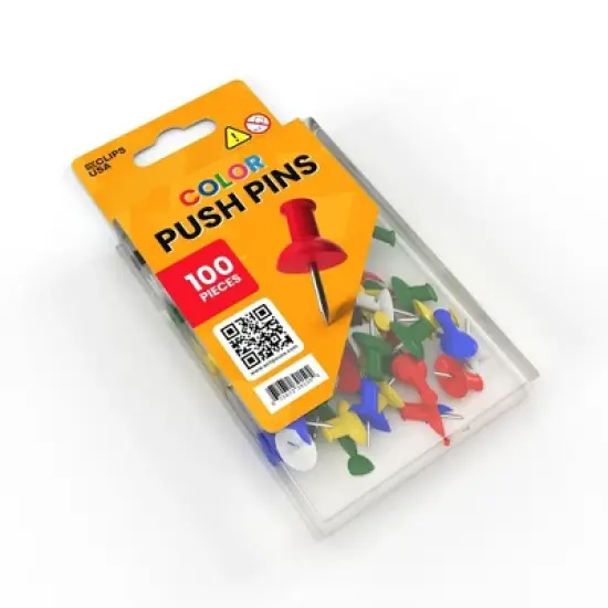 Color Push Pins - Plastic Head, 100-count (48 Packs) image {1}