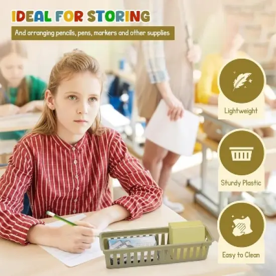 4E's Novelty 12 Pack Pencil Trays in Vibrant Boho Colors, Durable Pencils Tray, Stylish Pen Baskets, Fun Boho Durable and Versatile Colorful Pen Tray image {5}