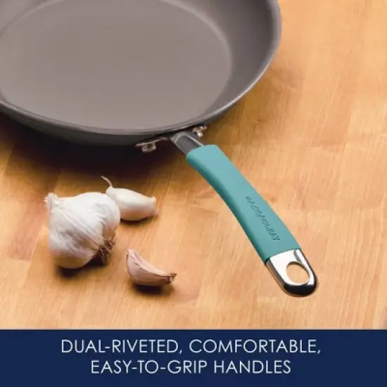 Rachael Ray Twin Pack Hard-Anodized Nonstick Skillet Set with Handles - Gray with Agave Blue: Oven & Dishwasher-Safe image {4}