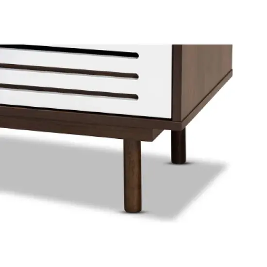 3 Drawer Meike Two-Tone Wood Nightstand Walnut/White - Baxton Studio image {5}