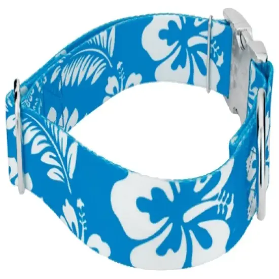 Country Brook Petz 1 1/2 Inch Premium Blue Hawaiian Dog Collar image {2}