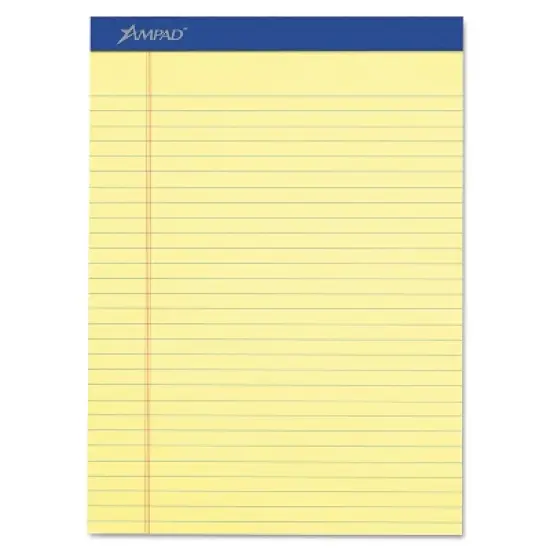 Ampad Perforated Writing Pad 8 1/2 x 11 3/4 Canary 50 Sheets Dozen 20220 image {1}