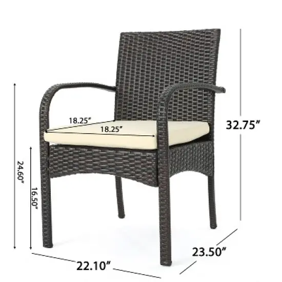 PAGED Patio Dining Chairs Wicker Outdoor Chair with Thick Cushion, Wicker Back for Garden, Patio, Lawn, Backyard image {4}