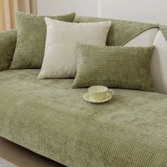 FUNNY FUZZY Luxury Chenille Sectional Couch Covers image {1}