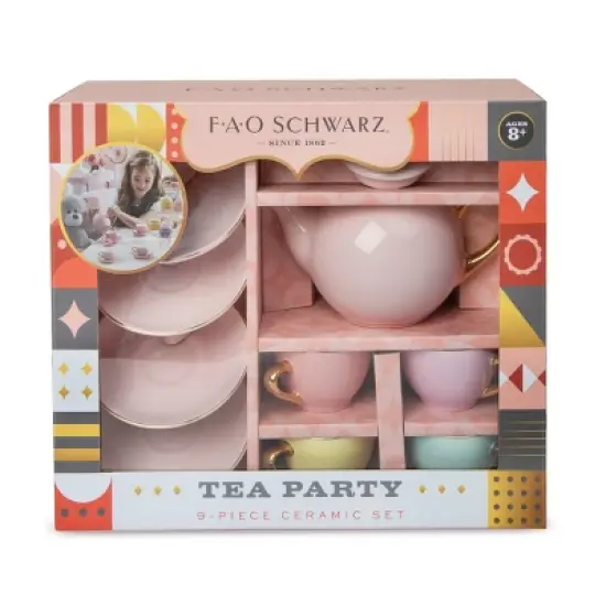 FAO Schwarz Hand-Glazed Ceramic Tea Party Set - 9pc image {4}