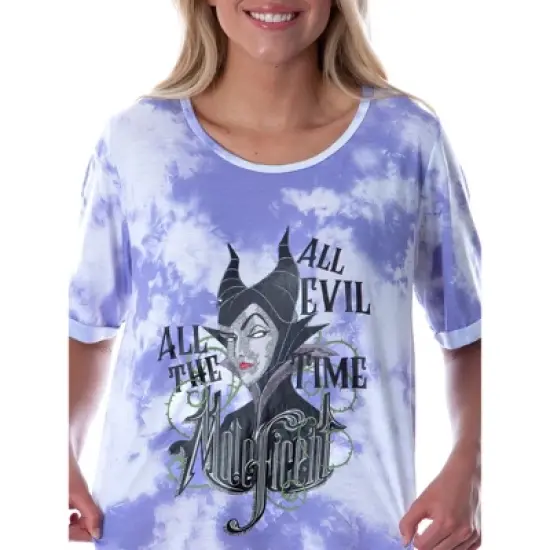 Disney Princess Womens Villains Sleeping Beauty Maleficent Nightgown Sleep Shirt Purple image {3}