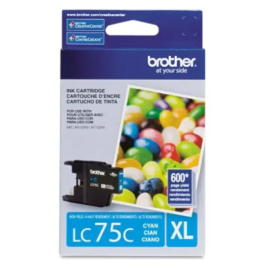 Brother International LC75C Cyan Ink Cartridge for Inkjet Printers image {1}