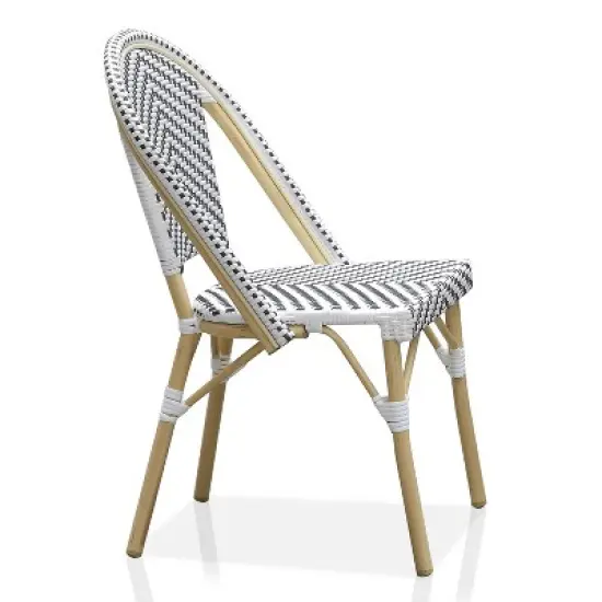 Arna 2pk Wicker Patio Side Chairs - Black/White - miBasics image {2}