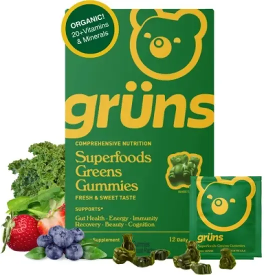 Gr&uuml;ns Adult Low Sugar Superfoods Greens Gummies - 96ct/12 Servings image {13}
