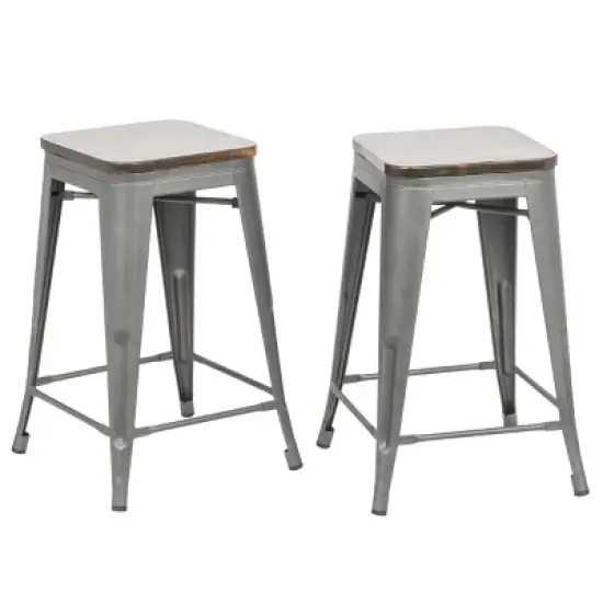 24" Emil Square Counter Height Barstool - Carolina Chair & Table image {3}