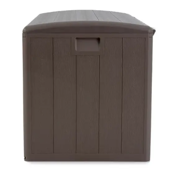 Plastic Development Group 105 Gallon Weatherproof Resin Outdoor Patio Storage Deck Box with Secure Lid Retainer Straps, Driftwood Gray image {3}