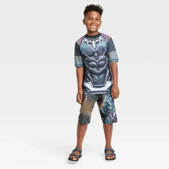 Boys' Marvel Black Panther Swimsuit Trunks - Black image {2}