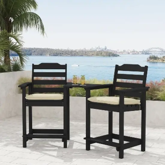 BI&SEA Outdoor Chair Cushions Set of 2 for Patio Furniture,Waterproof Tufted Overstuffed Patio Furniture Cushions,Thick Outdoor Seat Cushion image {3}