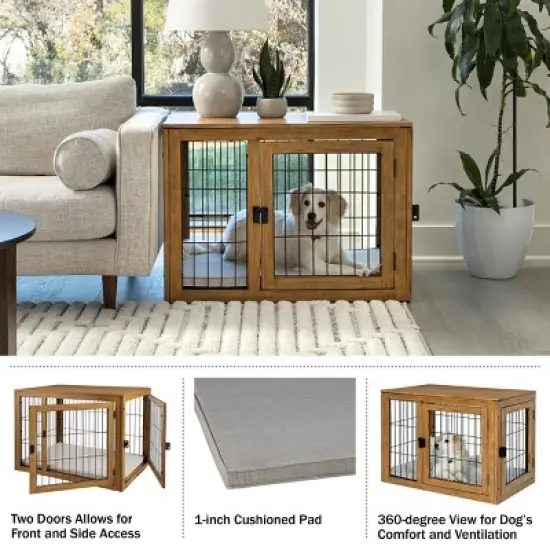 Pet Adobe Furniture-Style Dog Crate, Natural image {3}