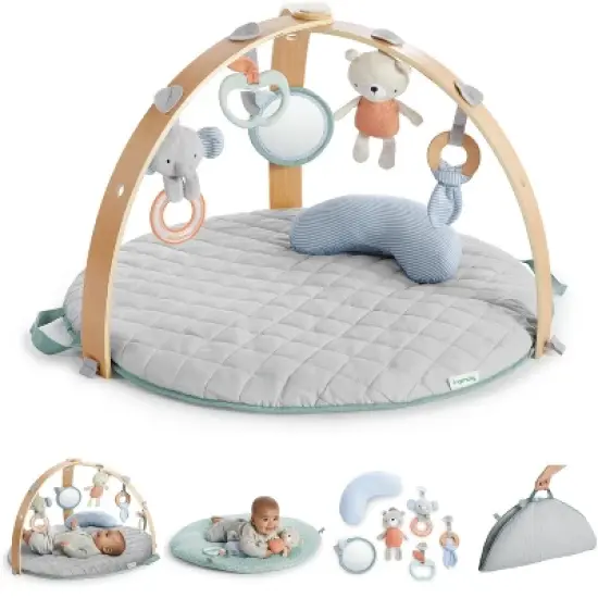 Ingenuity Cozy Spot Reversible Duvet Activity Gym with Wooden Toy Bar image {17}