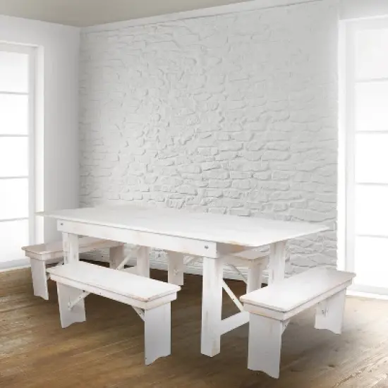 Flash Furniture HERCULES Series 40" x 12" Solid Pine Folding Farm Bench image {1}