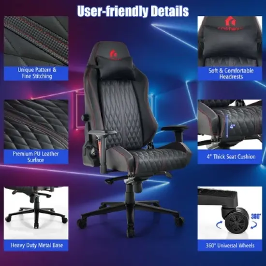 Costway Gaming Chair with Meta Base Class-4 Gas Lift 4D Armrest & Adjustable Lumbar Support image {8}