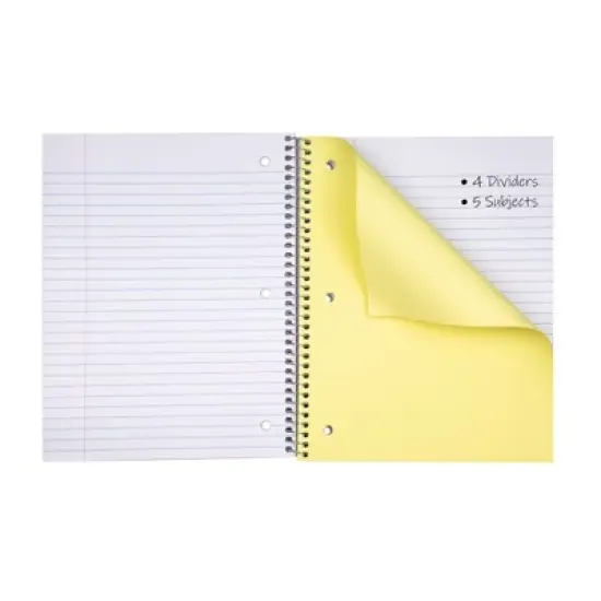 C-Line&reg; 5-Subject Notebook, Wide Ruled, 180 Sheets, Assorted Colors, Pack of 3 image {3}