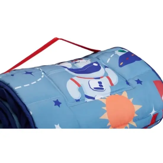 Everyday Kids Outer Space Nap Mat with Removable Pillow &ndash; Soft, Roll-Up Design with Handle and Straps &ndash; Perfect for Kids Ages 3&ndash;6, Travel & Daycare image {4}