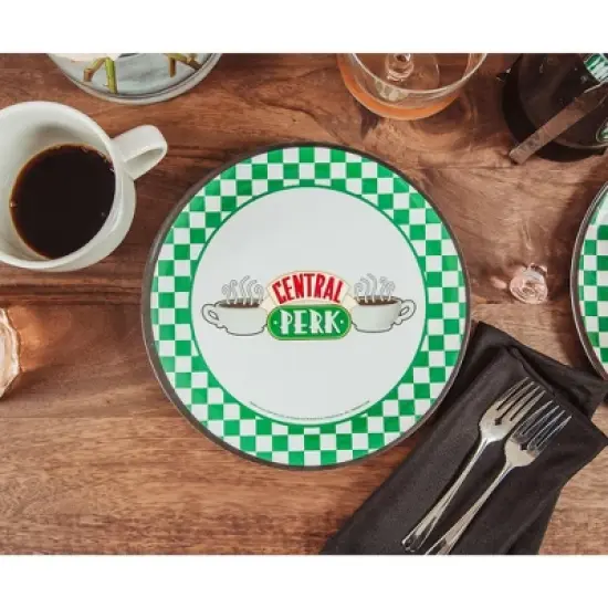 Silver Buffalo Friends Central Perk Checkerboard Logo 10-Inch Melamine Dinner Plates | Set of 4 image {2}