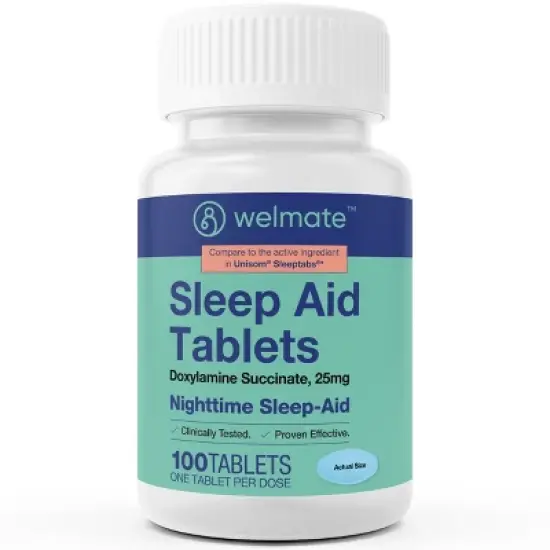 Welmate Sleep Aid |Doxylamine Succinate 25mg | 100 Count Extended-Release Tablets image {6}
