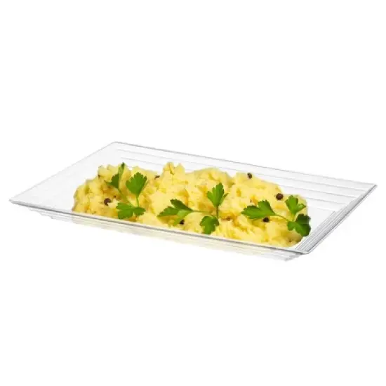 Smarty Had A Party 11" x 16" Clear Rectangular Plastic Serving Trays - 24 pcs image {5}