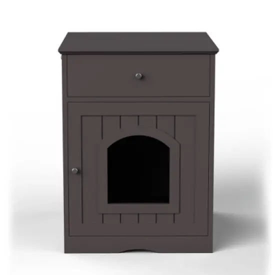 Dexmalle Wooden Cat Litter Box Enclosure with Drawer Side Table image {6}
