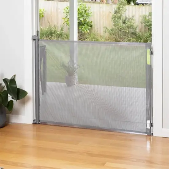 Perma Child Safety 71" Wide x 41" Tall Retractable Baby Gate - 3123 - Gray image {6}