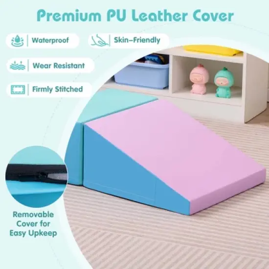 Costway Step and Slide Climber for Infants and Toddlers Baby Soft Foam Structure Blocks Yellow/Blue/Pink/Purple image {6}